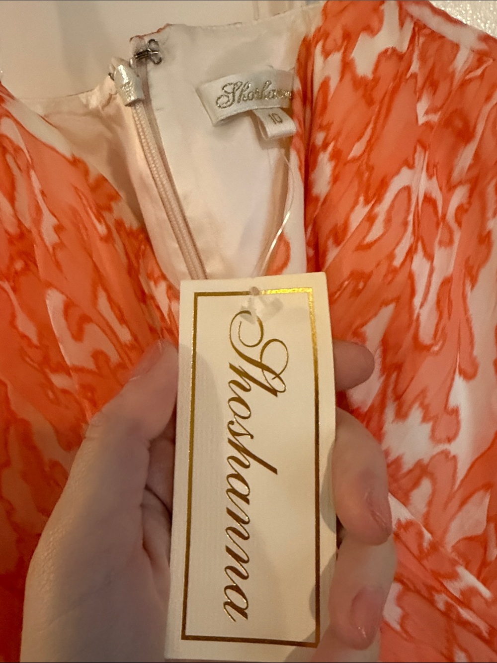 Shoshanna Orange and White Floral Print Maxi Dress size 10 halter nwt v neck - Picture 3 of 7